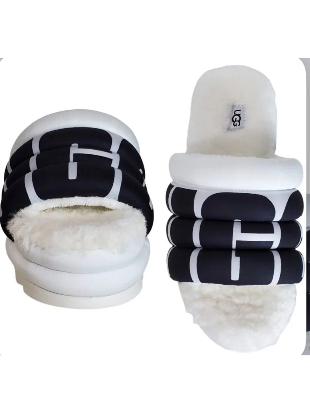 Ugg Women’s Maxi Logo Quilted Puff Platform Slides Size 9